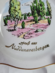 Пепельница винтажная Plankenhammer Floss Bavaria &quot;Пейзаж в Нуддернбергене&quot;, фарфор, 8,5 x 1,5 см,  Германия, 1960-70гг.