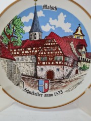 KAHLA GDR Декоративная тарелка &quot;Город Мальш&quot;, 19,5см, 1960-70гг.