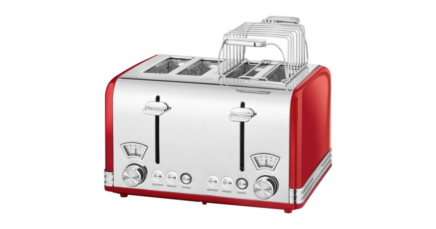 ProfiCook ProfiCook Toaster Vintage PC-TA 1194 rot/chrom, 1.630 Watt, fur 4 Scheiben Toast rot/chrom Тостер ProfiCook Vintage PC-TA 1194 красный/хром, 1630 Вт, на 4 ломтика тостов
