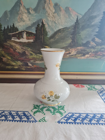 Seltman Weiden Bavaria Винтажная фарфоровая ваза "Чайные розы", 20см x 13см, Германия, 1960-70гг.