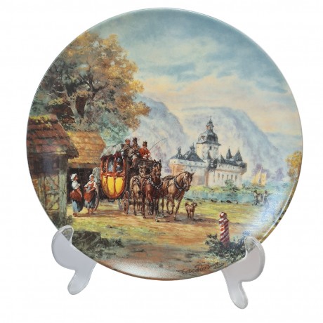 Furstenberg Декоративная тарелка "Повозка", номерная А9633, 19,5 см, Германия, 1988г.