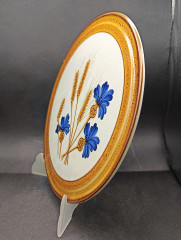 Блюдо винтажное Schramberg / Kannblume &quot;Колос и синие цветы&quot;, керамика, глазурированная, 30.5 см, Германия, 1960-70гг.