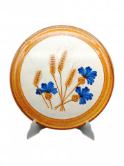 Блюдо винтажное Schramberg / Kannblume &quot;Колос и синие цветы&quot;, керамика, глазурированная, 30.5 см, Германия, 1960-70гг.