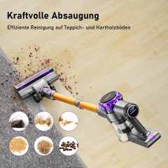 Grenintol Grenintol Akku-Stielstaubsauger Akku Staubsauger,Akku Handstaubsauger,Akkusauger 400W/33000pa, Akku-Hand-und Stielstaubsauger,60Mins,1.5L Staubbehalter Purple Беспроводной стержневой пылесос Grenintol, беспроводной ручной пылесос, беспроводной п