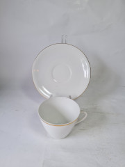 Набор чайный винтажный Seltmann Weiden K. Bavaria, белый фарфор с золотым кантом, чашка 3 шт., блюдце - 6 шт., Германия, 1960-1970гг.