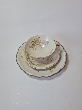 Rherinnfale Bavaria Чайное трио "Ветка мимозы", позолота, ручная роспись, Германия, 1960-70гг.