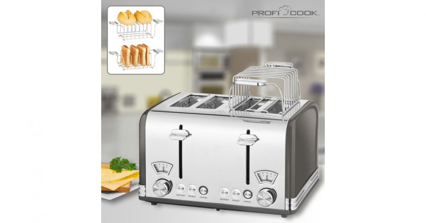ProfiCook ProfiCook Toaster Vintage PC-TA 1194 anthrazit/chrom, 1.630 Watt, fur 4 Scheiben Toast anthrazit/chrom Тостер ProfiCook Vintage PC-TA 1194 антрацит/хром, 1630 Вт, на 4 ломтика тостов
