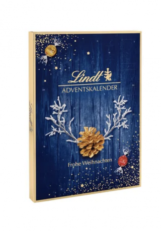 Lindt Adventskalender 2025 blau 194g, Адвент-календарь, 24 сладких сюрприза, 194 грамма