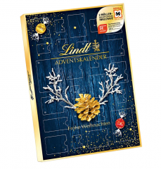 Lindt Adventskalender 2025 blau 194g, Адвент-календарь, 24 сладких сюрприза, 194 грамма