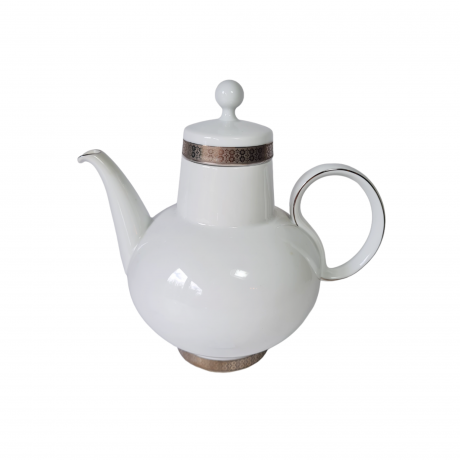Чайник винтажный H&G Selb / Heinrich, белый фарфор с серебряным узором, 23 x 23 см, Германия, 1960-1970гг.