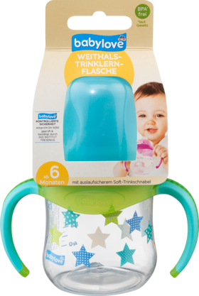 babylove Бутылочка Непроливашка для Детей с Двумя Ручками и Удобным Горлышком для Самостоятельного Питья, Синяя, 150ml, 1 шт