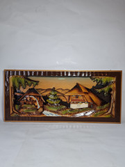 Картина винтажная объемная Ruks &quot;Дом с водяным колесом&quot;, ручная работа, дерево, элемент музыкальной шкатулки, 55 x 25 см, Германия, 1960-1970гг.