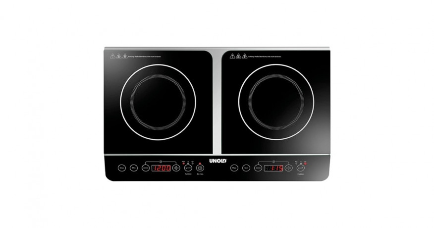 Unold Unold Induktions-Doppelkochplatte Elegance schwarz/silber  schwarz/silber Unold индукционная двойная конфорка Elegance черный/серебристый