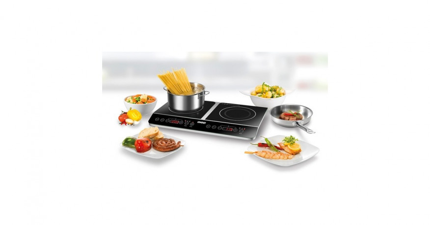 Unold Unold Induktions-Doppelkochplatte Elegance schwarz/silber  schwarz/silber Unold индукционная двойная конфорка Elegance черный/серебристый