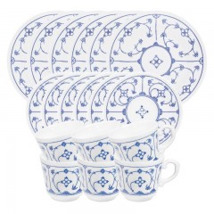 Kahla Kahla Blau Saks - Indisch Blau - Stohblumenmuster Kaffee-Set 18-tlg. Kahla Blau Saks - Indian Blue - Кофейный набор с узором из соломенных цветов, 18 предм.