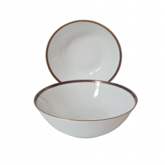 Набор тарелок винтажных PMR Jager &amp; Co Bavaria, белый фарфор с золотисто-голубым узором, 24,5 x 8 см и 23 x 7 см, Германия, 1960-70гг.