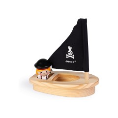 Janod Badespielzeug Wasserspritzer-Piratin mit Boot Игрушка для ванной с брызгами воды пират с лодкой
