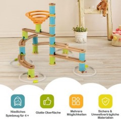 COSTWAY Murmelbahn Bambus 106 tlg. Spielzeugset Набор игрушек Marble Run Bamboo из 106 предметов