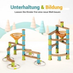 COSTWAY Murmelbahn Bambus 106 tlg. Spielzeugset Набор игрушек Marble Run Bamboo из 106 предметов