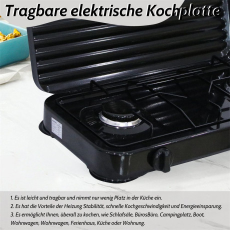 Mucola Mucola Gaskocher Campingkocher 2 flammig Gaskocher Camping Kochfeld Metall Gasbrenner, (1-St), Flamme stufenlos regulierbar durch Drehknopf Газовая плита Mucola, походная плита, 2 пламени, газовая плита, походная плита, металлическая газовая горел