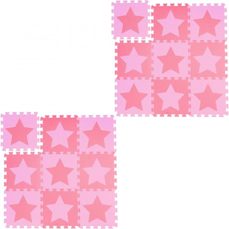 relaxdays 18 x Puzzlematte Sterne rosa-pink 18 x коврик-пазл звезды розово-розовые