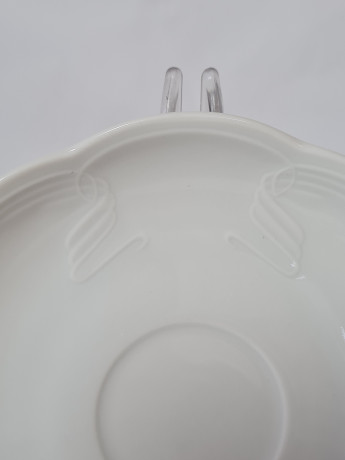 Набор тарелок винтажный Schumann, белый фарфор с фактурным узором, 9 шт х 15 x 2,5 см, Германия, 1960-70гг.