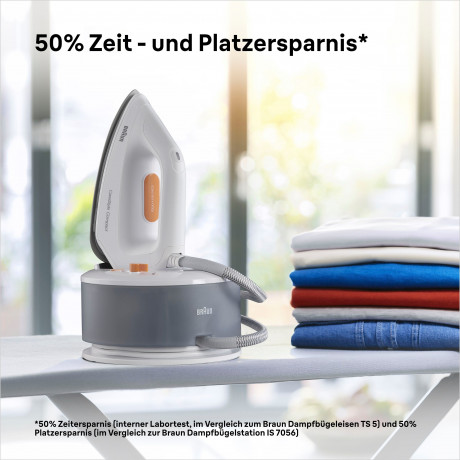 Braun Braun Dampfbugelstation CareStyle Compact IS2132WH, 1500 ml Wassertank, weiss, max. Dampfmenge 400g/min, Ruckwartsbugeln uber Knopfe Паровая гладильная станция Braun CareStyle Compact IS2132WH, резервуар для воды 1500 мл, белый, максимальное количе