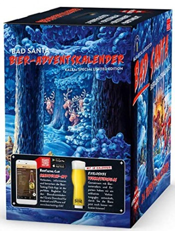 KALEA Bier Adventskalender Рождественский Адвент-календарь mit 24 Bieren und 1 exklusivem Verkostungsglas (Edition Bad Santa)