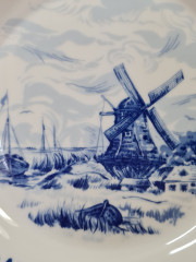 Тарелка десертная винтажная Freiberger Porzellan, Inglasur GDR &quot;Мельница&quot;, фарфор, 18 см, Германия, 1960-70гг.