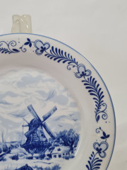 Тарелка десертная винтажная Freiberger Porzellan, Inglasur GDR &quot;Мельница&quot;, фарфор, 18 см, Германия, 1960-70гг.