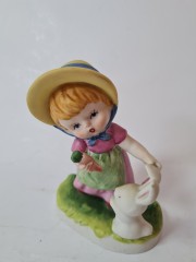 Goebel Статуэтка &quot;Девочка в розовом платье с кроликом&quot;, 11см х 8см, Германия, 1960-70гг.