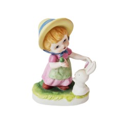 Goebel Статуэтка &quot;Девочка в розовом платье с кроликом&quot;, 11см х 8см, Германия, 1960-70гг.