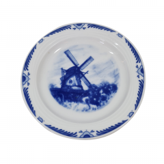 Тарелка десертная винтажная Freiberger Porzellan, Inglasur GDR &quot;Мельница&quot;, фарфор, 11.5 см, Германия, 1960-70гг.