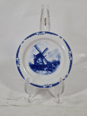 Тарелка десертная винтажная Freiberger Porzellan, Inglasur GDR &quot;Мельница&quot;, фарфор, 11.5 см, Германия, 1960-70гг.