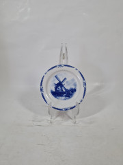 Тарелка десертная винтажная Freiberger Porzellan, Inglasur GDR &quot;Мельница&quot;, фарфор, 11.5 см, Германия, 1960-70гг.