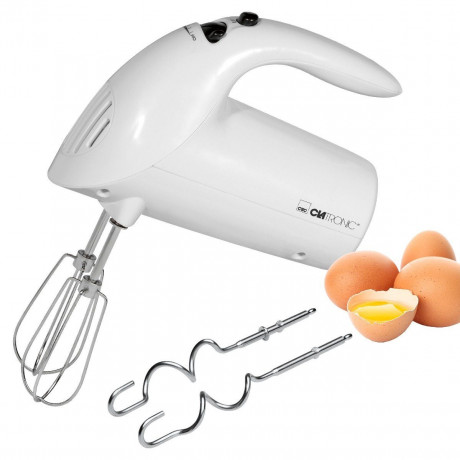 CLATRONIC CLATRONIC Handmixer HM 3014, starker 250W Handmixer, 5 Stufen, Edelstahl, Weiss  Ручной миксер CLATRONIC HM 3014, мощный ручной миксер мощностью 250 Вт, 5 уровней, нержавеющая сталь, белый