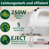 CLATRONIC CLATRONIC Handmixer HM 3014, starker 250W Handmixer, 5 Stufen, Edelstahl, Weiss  Ручной миксер CLATRONIC HM 3014, мощный ручной миксер мощностью 250 Вт, 5 уровней, нержавеющая сталь, белый