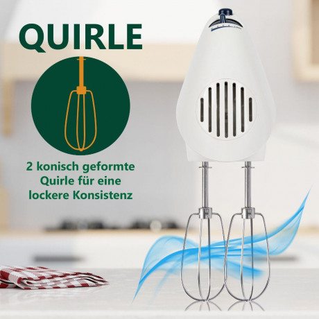 CLATRONIC CLATRONIC Handmixer HM 3014, starker 250W Handmixer, 5 Stufen, Edelstahl, Weiss  Ручной миксер CLATRONIC HM 3014, мощный ручной миксер мощностью 250 Вт, 5 уровней, нержавеющая сталь, белый