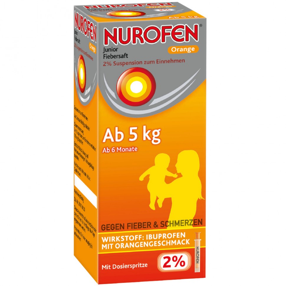 Купить Nurofen Junior Нурофен для детей Сироп при болях и повышенной  температуре Orange со вкусом апельсина 2%, 150 мл в интернет-магазине  Diskontshop.eu Германия всего за 1 058 руб. в