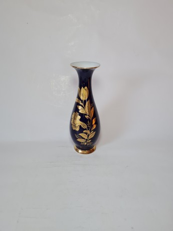 Royal KPM Винтажная Ваза c обильной позолотой на синем фоне, 23 см, Германия, 1960-70гг.