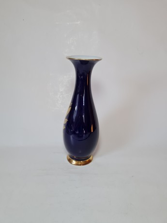 Royal KPM Винтажная Ваза c обильной позолотой на синем фоне, 23 см, Германия, 1960-70гг.