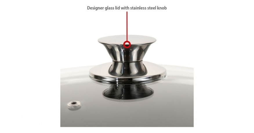 Cerafit Cerafit Plasma Topf O 24cm schwarz/edelstahl, mit Design-Glasdeckel  schwarz/edelstahl Кастрюля Cerafit Plasma O 24см, черный/нержавеющая сталь, с дизайнерской стеклянной крышкой