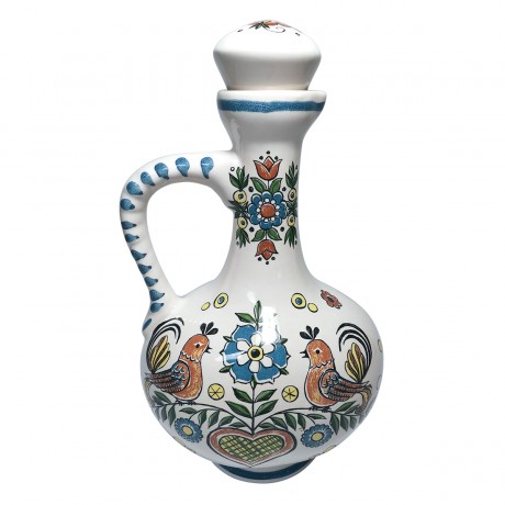 Кувшин винтажный Ulmer Keramik с цветами и птицами, керамика,  25 см, Германия, 1959 год.