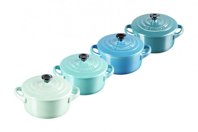 Le Creuset LE CREUSET Mini 4er-Set Metallics Blau-Grucn COCOTTE grun-blau LE CREUSET Мини-набор из 4 предметов металлик сине-зеленый COCOTTE