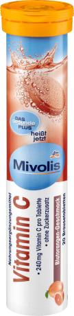Mivolis Vitamin C Витамин C Шипучие таблетки 240 мг со вкусом апельсина, 20 шт