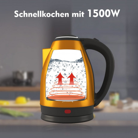 HOMELUX HOMELUX Wasserkocher Edelstahl BPA-freier Heisswasserboiler, Schnelldurchlauferhitzer, 1.8 l, 1500,00 W, Abschaltautomatik und Trockengehschutz, Geeignet fur Kaffee, Tee Blau Чайник HOMELUX из нержавеющей стали, бойлер для горячей воды без BPA, пр