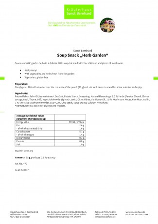 Krauterhaus Sanct Bernhardt Soup Snack „Herb Garden“, 23 г