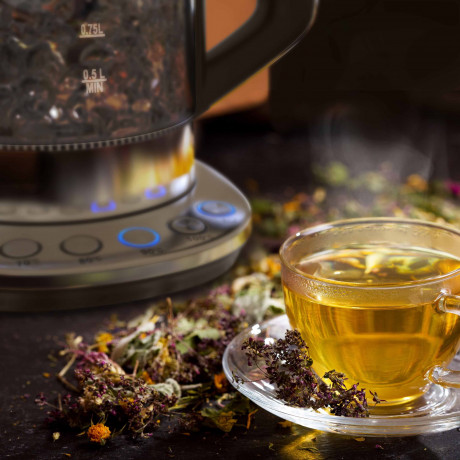 Arendo Arendo Wasserkocher, 1,5 l, 2200 W, Edelstahl Glas, mit Basisstation Temperatureinstellung 70°C 100°C Чайник Arendo, 1,5 л, 2200 Вт, стекло нержавеющая сталь, с регулировкой температуры на базовой станции 70°С 100°С