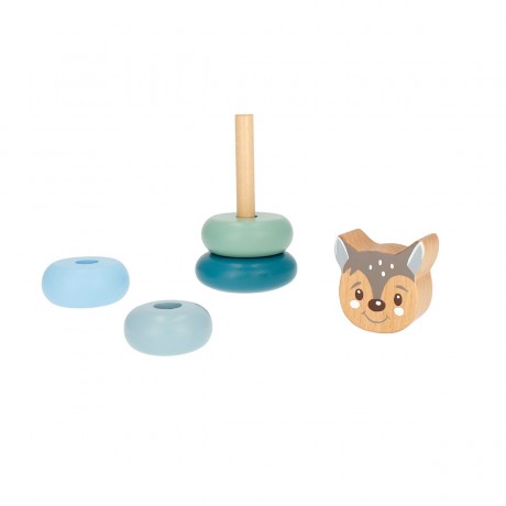 bieco Baby Stapelturm Holz Bausteine Reh 13.5 cm Motorik Steckspiel ab 1 Steckpyramide Stapelspielzeug Детская сборная башня