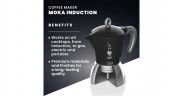 Bialetti Bialetti Moka Induction, Espressomaschine schwarz/silber, 2 Tassen  schwarz, silber Bialetti Moka Induction, кофемашина для эспрессо черный/серебристый, 2 чашки